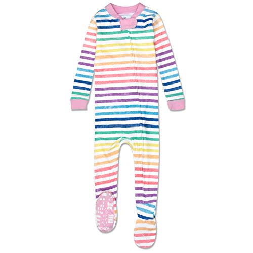 HonestBaby Non-Slip Footed Pajamas One-Piece Sleeper Zip-Front Pjs 100% Organic Cotton for Baby Girls