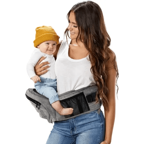 Tushbaby - Safety-Certified Hip Seat Baby Carrier - Mom’s Choice Award Winner, Seen on Shark Tank, Ergonomic Carrier & Extenders for Newborns & Toddlers (Carrier, Grey)