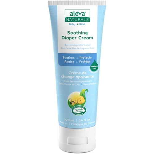 Aleva Naturals Soothing Baby Diaper Cream for Newborn and Toddlers, Fragrance Free, Organic Shea Butter, Aloe Vera, Calendula Extracts and Sensitive Skin Friendly, Clear, 3.4 Fl Oz