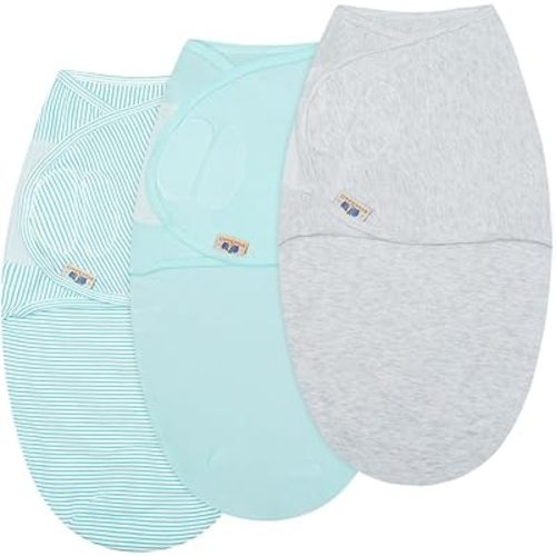 BlueSnail Ultra Soft Newborn Essentials Easy Wrap Swaddle, Adjustable Baby Cotton Swaddle Wrap (aruba blue)