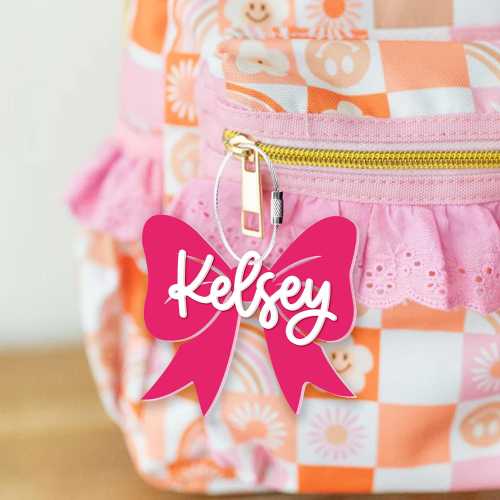 45% OFF Bulk Personalized Kids Name Bag Tag, Custom Coquette Backpack Tag, Waterbottle Tag, Diaper Bag, Lunchbox Name Tag, School Name Plate