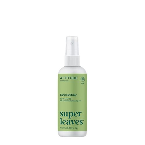ATTITUDE Hand Sanitizer Spray, EWG Verified, Kills Germs & Bacteria, Vegan & Plant-Based, Safe for Adults & Kids, Olive Leaves Scent, 3.38 Fl Oz (Spray Bottle)
