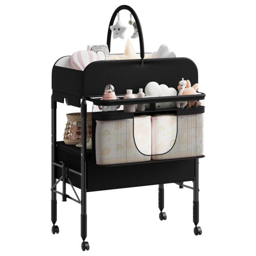 Baby Changing Table with Storage, Portable Foldable Diaper Changing Station with 2 Storage Baskets, Height Adjustable Waterproof Changing Table for Infant and Newborn | Wayfair
