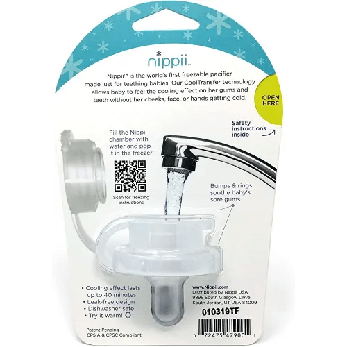 Nippii Baby Freezable Teether Pacifier Fill with Water. Freezable Pacifier Provides Cold Soothing Gum Teething Relief for Teething Babies