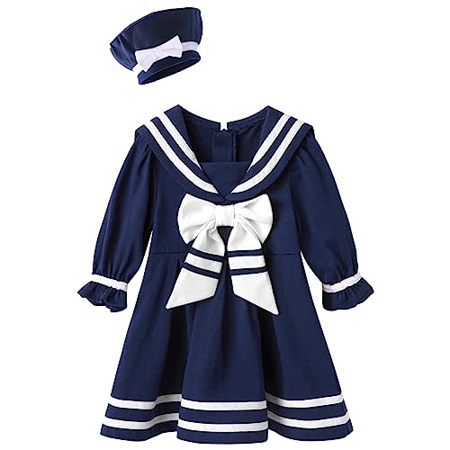 bonbonPomme Baby Toddler Girl's Nautical Dress Playwear Dresses for Girl 0-4 Years