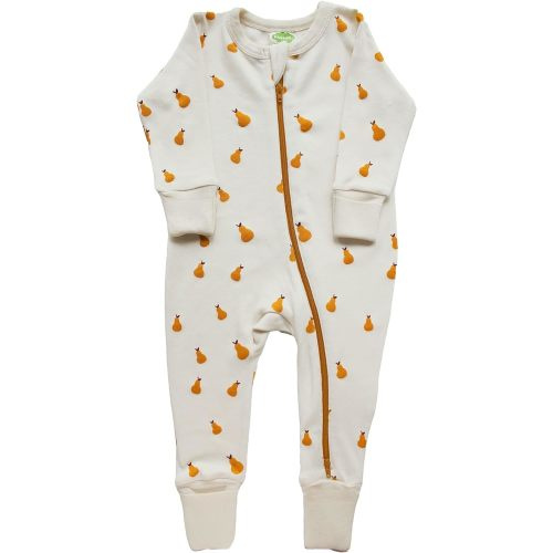 PARADE Organic Signature Print '2-Way' Zip Romper - Long Sleeve - 3-6M with mitts - Pears