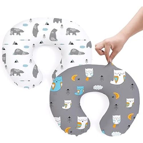 BROLEX Baby Nursing Pillow Covers: 2-Pack Soft Slipcovers for Breastfeeding Pillows - Comfortable Fabric, Fits Standard Nursing Pillows for Boys & Girls -Space Planet