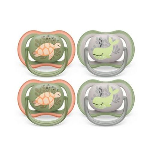 Avent Philips Ultra Air Pacifier 6-18 Months - Orange Turtle/green Whale - 4pk