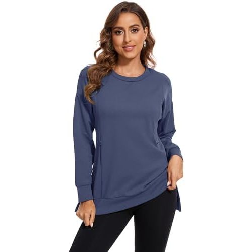 Smallshow Women's Nursing Tops Sweatshirt Long Sleeve Side Split Breastfeeding Shirt