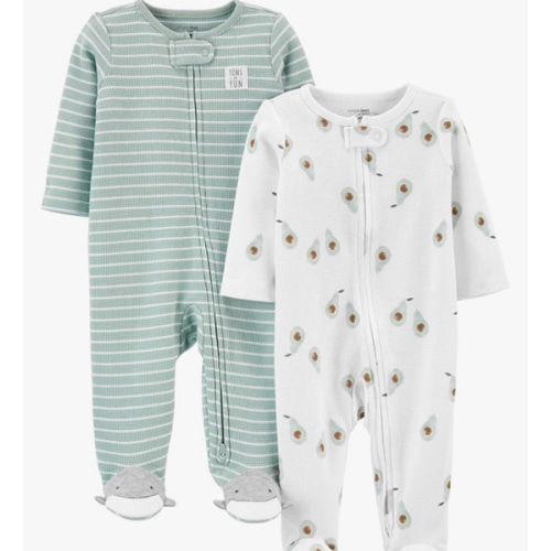 Simple Joys by Carter's Baby 2-Way Zip Thermal Footed Sleep and Play, Pack of 2