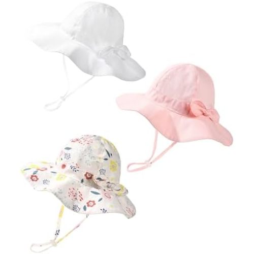 FURTALK Baby Girl Sun Hat Summer Beach Hats with UPF50+ Sun Protection Wide Brim Toddler Sun Hat Cap