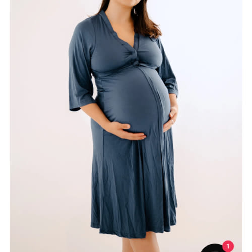 Lila Labor & Postpartum Gown in Midnight Blue