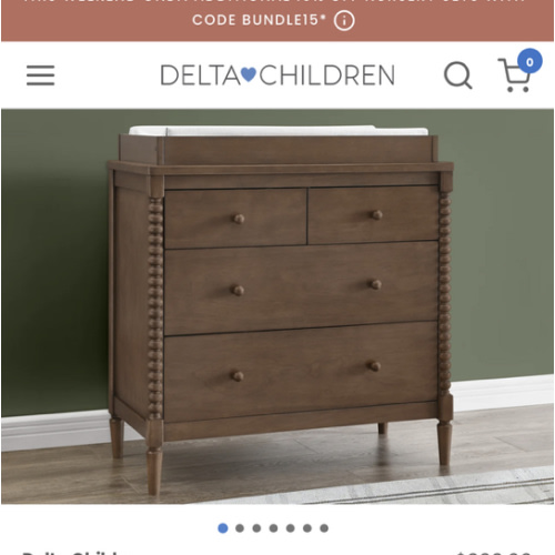 Saint 4 Drawer Dresser with Changing Top and Interlocking Drawers | Delta Children