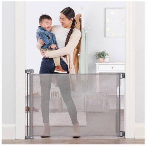 Regalo Extra Wide Retractable Baby Gate, Award Winning Brand, Expands up to 50" Wide, Easy Install, Includes Installation Template, Locking Indicator