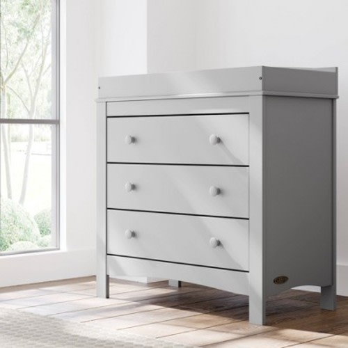 Graco Noah 3-Drawer Dresser with Removable Changing Table Topper  - Pebble Gray