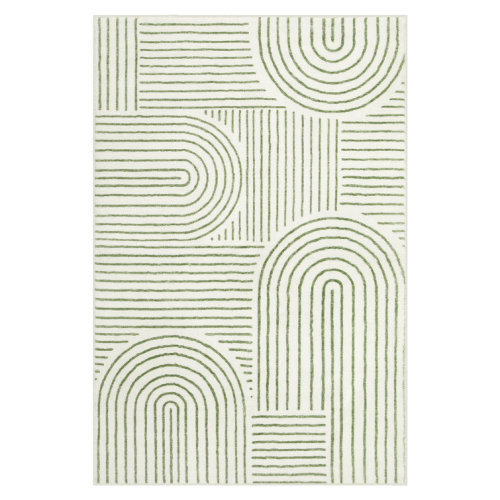 Celeta Abstract Rainbow Striped Area Rug - Colorful Modern Carpet for Living Room, Bedroom, or Office Decor