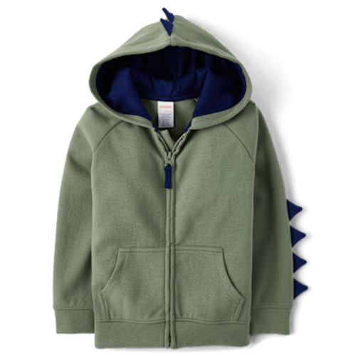 Boys Long Sleeve Dino Spike Scuba Zip Up Hoodie - Dino Friends - GREEN | Gymboree