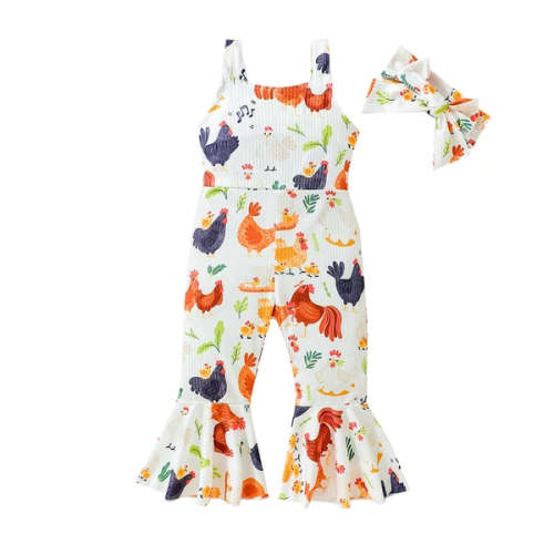 CHICKENS White Bellbottom Jumpsuit - Hazel & Bo
