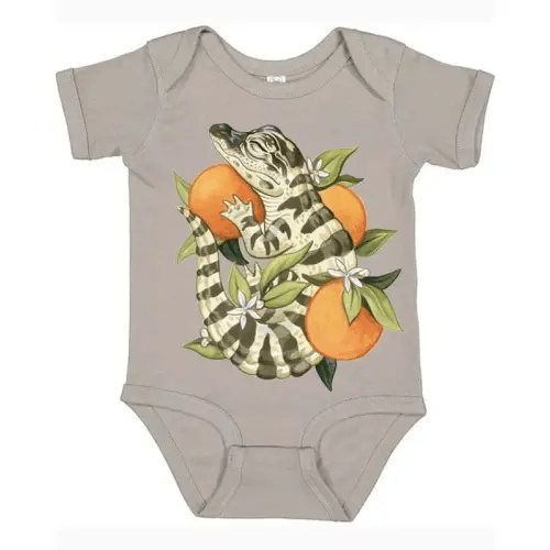 Sleeping Gator Onesie by Freehand Goods | Artwork by V. Steiner