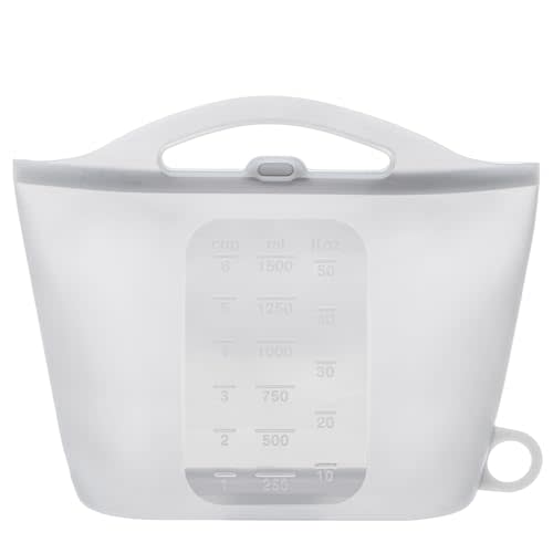 Silicone Steam Sanitizing Bag for Travel, 1.5L Microwave Reusable Steam Bags for Baby Bottles, Accessories, Breastpump,Fruit Vegetable Storage Fresh Keeping Bag for Home and Travel, Gray,1 Pack