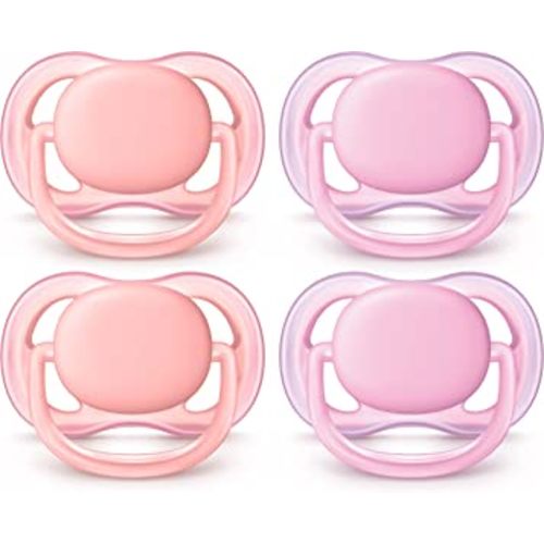 Philips AVENT Ultra Air Pacifier 0-6 Months, Pink/Peach, 4 Pack, SCF245/40