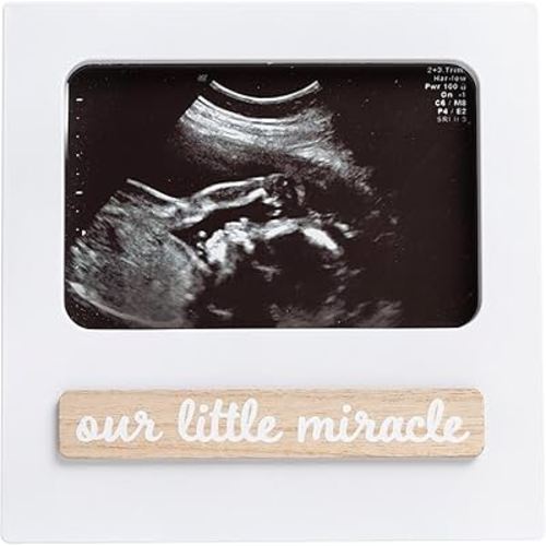 Kate & Milo Baby Sonogram 3D Photo Frame, Our Little Miracle Ultrasound Keepsake, Pregnancy Announcement, Rainbow Baby Nursery Décor, Gender Reveal Gift, White