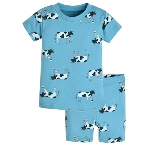 moimoln 6M-5T Soft Cotton Modal Baby Toddler Pajamas Boys Girls Snug fit Pjs Daily Short Summer Flower Character