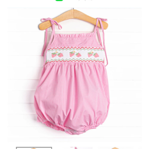 Strawberry Blooms Smocked Ruffle Bubble, Pink – Stitchy Fish