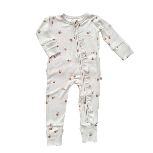 Ruffle Zipper One Piece - Fleur - Newborn - Harp Angel Boutique