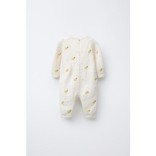 EMBROIDERED LEMON KNIT JUMPSUIT - Ecru | ZARA United States