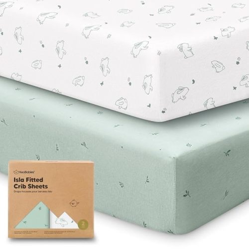 KeaBabies 2-Pack Baby Crib Sheets for Boys, Girls - 52x28 Viscose Derived from Bamboo Toddler Bed Sheets Neutral, Fitted Crib Mattress Cover for Standard Baby Bedding, Soft & Cozy (Bunnies)