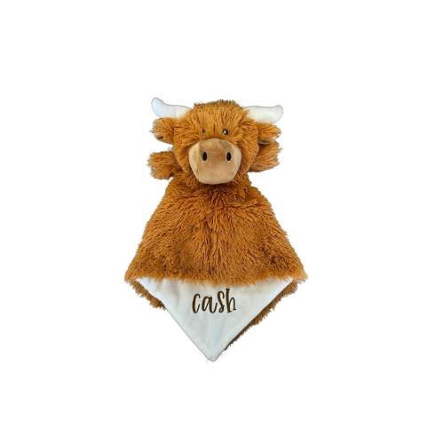 Highland Cow Personalized Animal Lovey, Baby Security Blanket, Personalized Baby Gifts, Luvster, Isewjo Custom