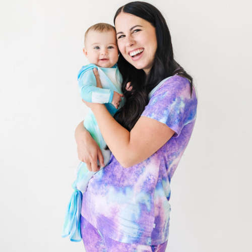 Purple Watercolor Women's Short Sleeve Pajama Top