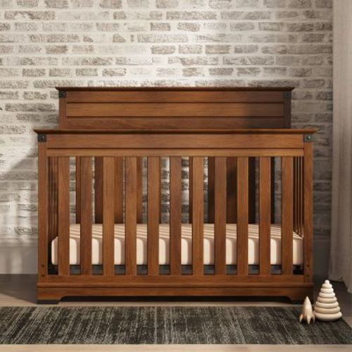 Child Craft Redmond 4-in-1 Convertible Crib, Converts toToddler Bed, Day Bed & Full Size Bed, 3 Mattress Positions, Baby Safe Finish (Coach Cherry)