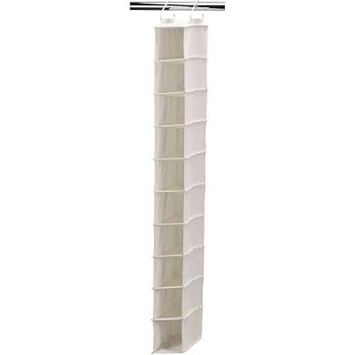 Household Essentials 311322 Hanging Shoe Storage Organizer for Closets |10 Pocket Shelves | Natural Canvas