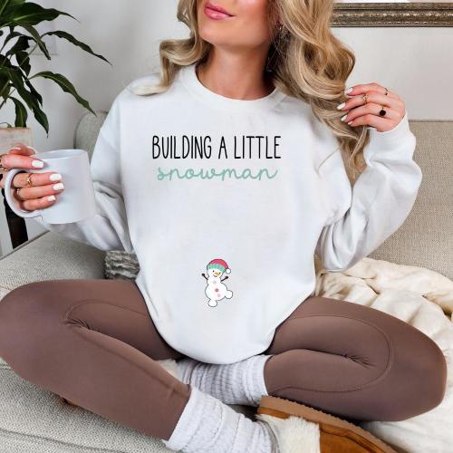 Christmas Holiday Pregnancy Announcement Sweatshirt, Funny Pregnancy Reveal Shirt, Mom To Be Crewneck , Cute Snowman Shirt For Mom To Be