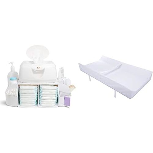 Munchkin® Diaper Change Organizer & Secure Grip™ Contoured Baby Diaper Changing Pad for Dresser, Waterproof, 16" x 31"