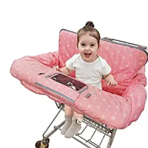 Shopping Cart Covers for Baby Girl, Cotton High Chair Cover, Machine Washable for Infant, Toddler (Pink)