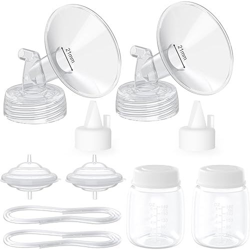 Paruu Pump Parts Compatible with Spectra S1/S2/9 Plus, Not Original Accessories, Full Set Replacements Include 21mm Flanges, Valves, Backflow Protectors (Duckbills Included), Tubings and Bottles