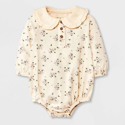 Grayson Collective Baby Girls' Collared Gauze Bubble Romper - Off-White, Size: 12M