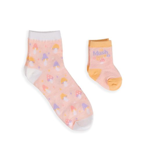 JuJuBe x Studio Oh! Baby Essentials Mama & Me Matching Socks - Mom & Baby Boy/Girl Set, Ankle Socks for Infants 3-12 Months & Adult - Mushy Love