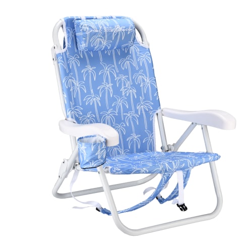 Multi Palms Reclining Backpack Beach Chair Blue