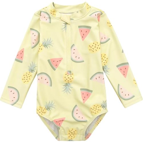 Gerber Baby Girls' Toddler Long Sleeve One Piece Rashguard Swimsuit