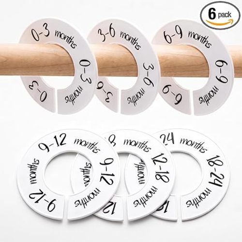 Pro Goleem Baby Closet Dividers Unisex Baby Closet Organizer for Nursery Baby Clothes Size Age Dividers Fits 1.5" Rod 6 PCS