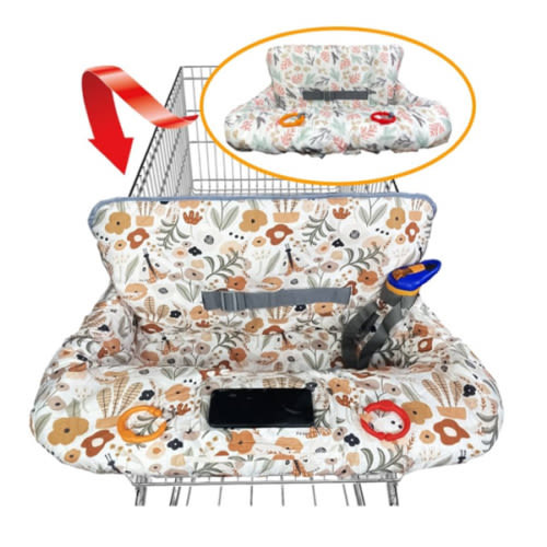 Shopping Cart Cover for Baby Grocery Cart Cover for Baby boy and Baby Girl, High Chair Cover for Baby and Toddler, Baby Registry Gift - Waterproof - Extra Large - Cotton - Double Sided (Orange)