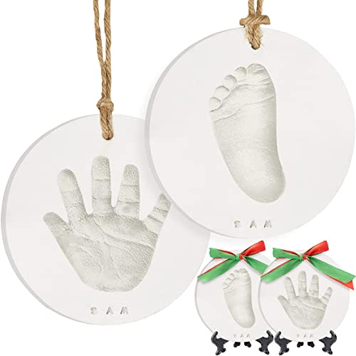 Baby Hand and Footprint Kit - Personalized Baby First Christmas Ornament, Baby Footprint Kit for Toddlers, Baby Keepsake Handprint Ornament Making Kit, Baby Shower Gifts for Newborns (Glaze Finish)