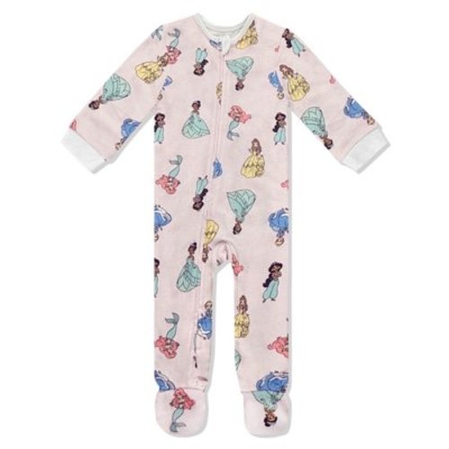 Disney Baby Onesie Zip-Up Sleeper - Princess Hacci Sleep N Play Footed Onesie Pajamas, Boys Girls Sizes: 12 Months