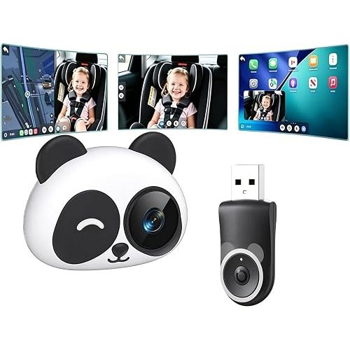 Baby Car Camera HD 1080P - Baby Car Mirror & Wireless CarPlay Adapter, Rear Seat Monitor Display on Car Screen,150°Wide Angle No-Glow Night View, Safety for Kids & Infants