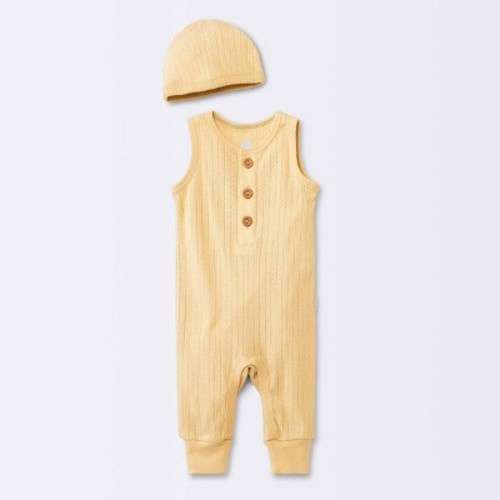 Baby Pointelle Romper with Hat - Cloud Island™ Yellow, Size: 0-3M