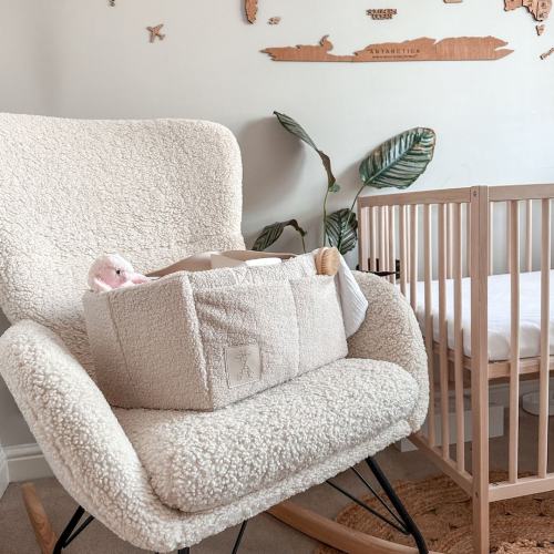 Baby Beige Teddy Nappy Caddy Diaper Caddy Nursery Storage Nappy Caddy for Storage Nappy Bag Mom Changing Bag Vegan Leather Boucle Caddy
